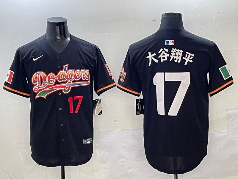 Men Los Angeles Dodgers #17 Ohtani Black rainbow 2025 Nike MLB Jersey style 4151